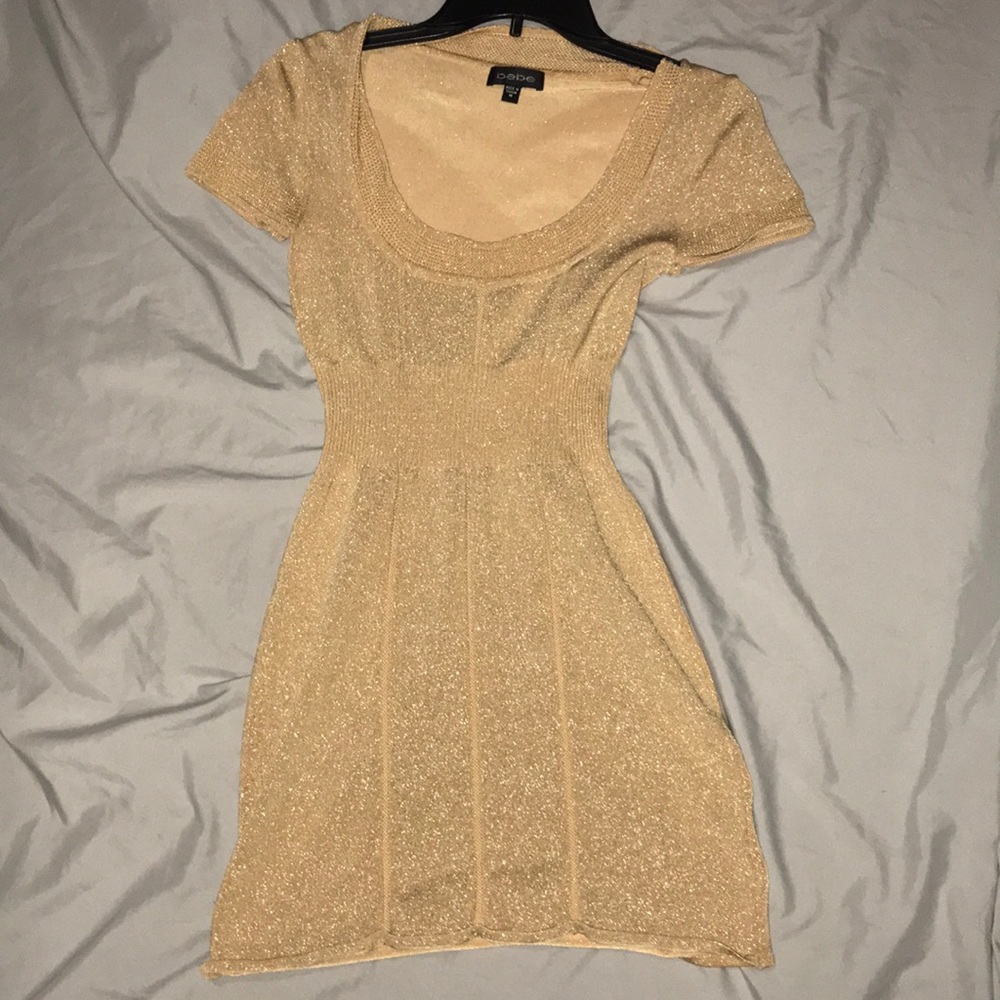 Gold body con mini dress